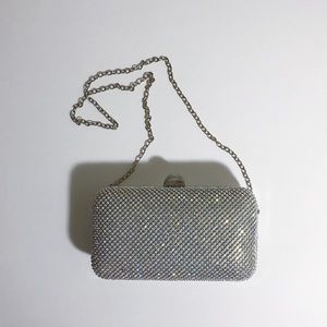 Silver Night Clutch Bag With Detachable Strap